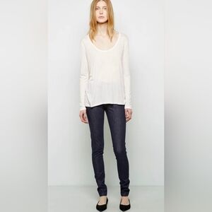 The Row Cream Scoop-Neck Long Sleeve Top